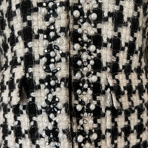 ECI Houndstooth Wool Blazer Pearl Embellished - Picture 6 of 13